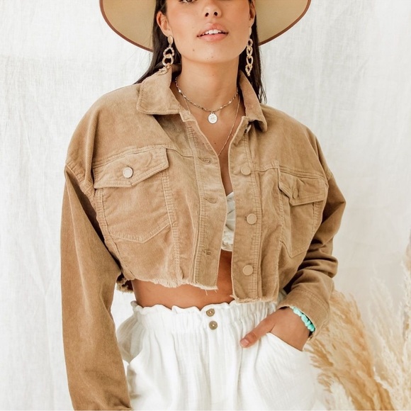 12th Tribe Nobody's Baby Brown Corduroy Crop Jacket - Picture 3 of 8